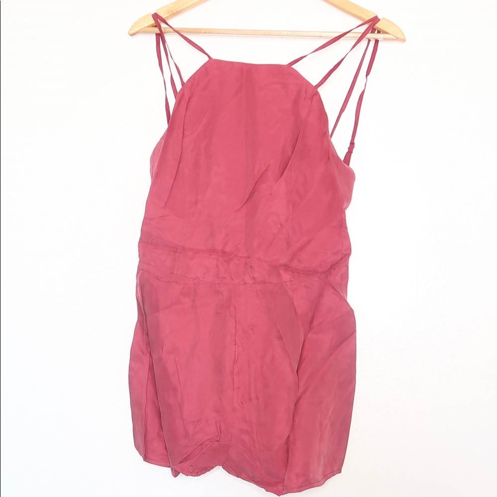 Red sangria open back romper